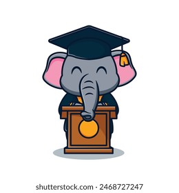 cartoon illustration design of cute and kawaii elephant graduation and speeches