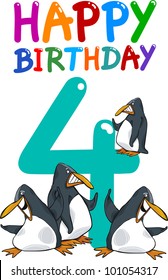 cartoon illustration design for fourth birthday anniversary