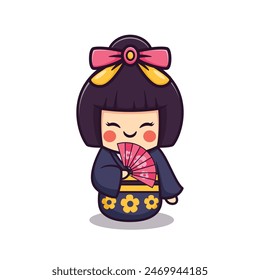 cartoon illustration design of kokeshi doll