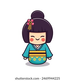 cartoon illustration design of kokeshi doll