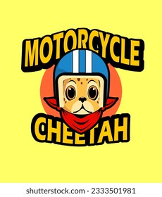 The cartoon illustration design of a leopard wearing a helmet and has the words motorcycle club