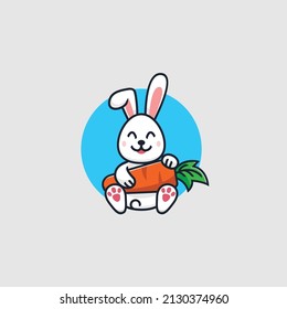 cartoon illustration design of a rabbit carrying a carrot. designs for stickers.