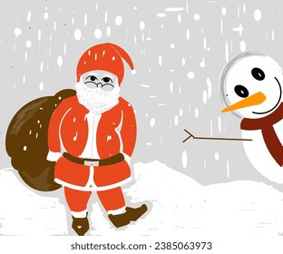 Cartoon illustration design of Santa Claus icon celebrating Christmas snow season