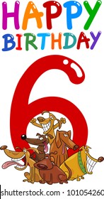 cartoon illustration design for sixth birthday anniversary