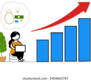 Cartoon illustration design of smart economic growth