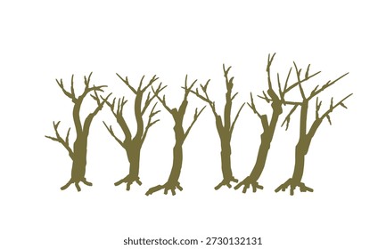 cartoon illustration design of a tree without leaves