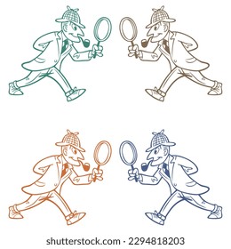 Cartoon Illustration Of A Detective Vector Illustration
