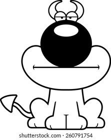 A cartoon illustration of a devil with a bored expression.