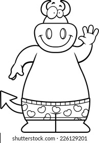 A cartoon illustration of a devil in boxer shorts.