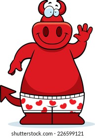 A cartoon illustration of a devil in boxer shorts.