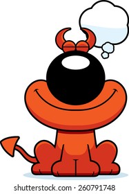 A cartoon illustration of a devil dreaming.