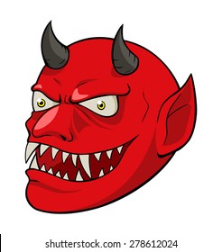 Cartoon illustration of devil head isolated on white