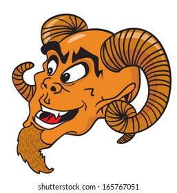 cartoon illustration of a devil with long horns