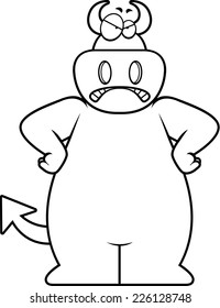 A cartoon illustration of a devil looking angry.