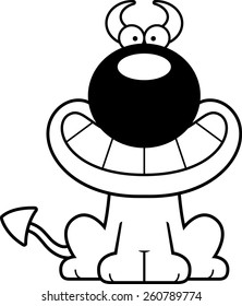 A cartoon illustration of a devil looking happy.