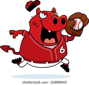 Cartoon Illustration Devil Playing Baseball Stock Vector (royalty Free 