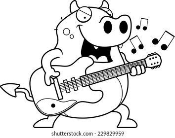 A cartoon illustration of a devil playing an electric guitar.