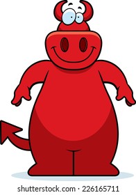 A cartoon illustration of a devil smiling.