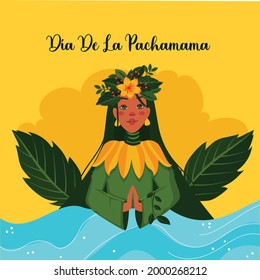 Cartoon illustration of dia de la pachamama banner design template.