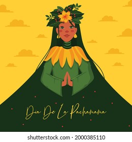 Cartoon illustration of dia de la pachamama banner template.