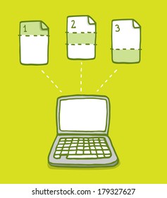 Cartoon illustration diagram explaining how to divide information into parts
