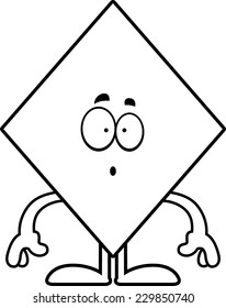 A cartoon illustration of a diamond card suit looking surprised.