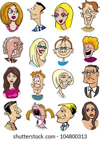 cartoon illustration of different people characters and emotions