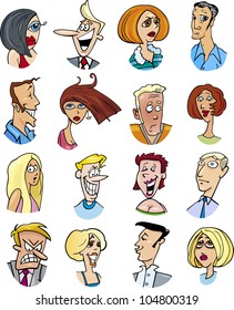 cartoon illustration of different people characters and emotions