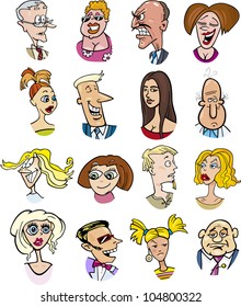 cartoon illustration of different people characters and emotions