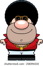 A cartoon illustration of a disco guy looking happy.