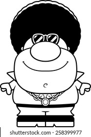A cartoon illustration of a disco guy looking happy.