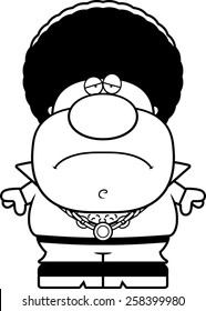 A cartoon illustration of a disco guy with a sad expression.