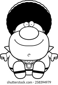A cartoon illustration of a disco guy sitting.