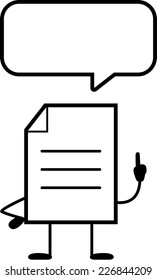 A cartoon illustration of a document talking.