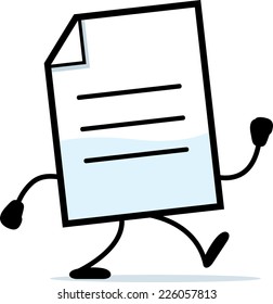A cartoon illustration of a document walking.