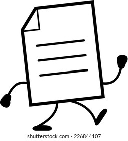 A cartoon illustration of a document walking.