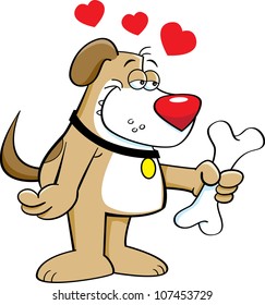 Cartoon illustration of a dog with a bone
