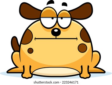 A cartoon illustration of a dog looking calm.