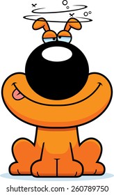 A cartoon illustration of a dog looking drunk.