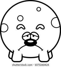 A cartoon illustration of a dog looking sad.