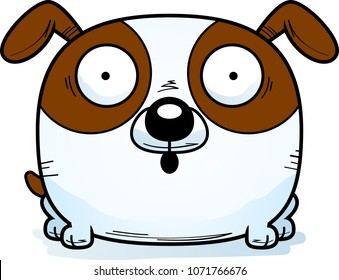 A cartoon illustration of a dog looking surprised.