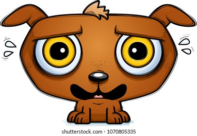 A cartoon illustration of a dog looking terrified.