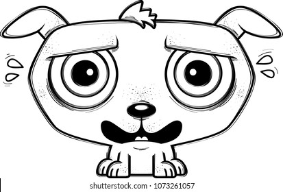 A cartoon illustration of a dog looking terrified.