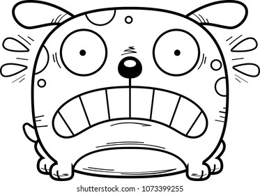A cartoon illustration of a dog looking terrified.