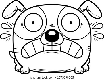 A cartoon illustration of a dog looking terrified.