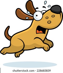 A Cartoon Illustration Of A Dog Running Away Scared.