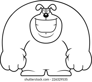 A cartoon illustration of a dog smiling.