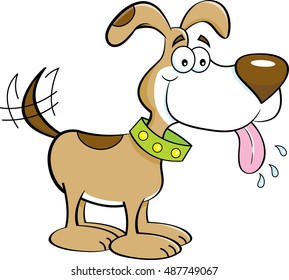 Cartoon illustration of a dog with it's tongue out.