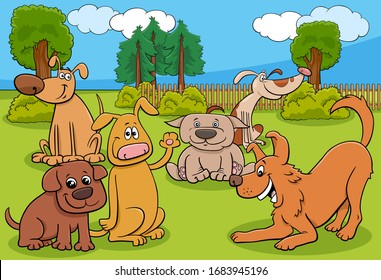 Cartoon Illustration Dogs Puppies Animal Characters Stock Vector ...