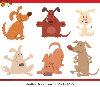 Ilustração de desenhos animados de conjunto de personagens animais de cães e cachorros